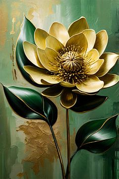 Gouden bloem op groene achtergrond van Imperial Art House