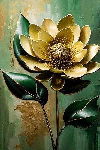 Gouden bloem op groene achtergrond