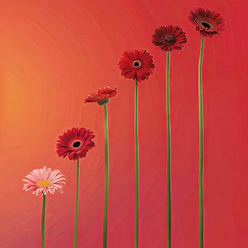Gerbera - Minimalistische bloemenprint van Poster Art Shop