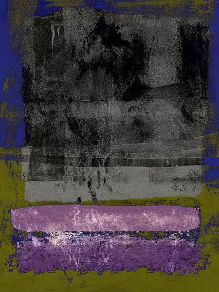 Modern abstract expressionism. Green, purple, black and blue. by Dina Dankers