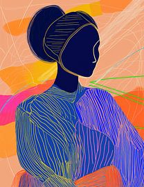 Neon Blue Lady by INKR ART