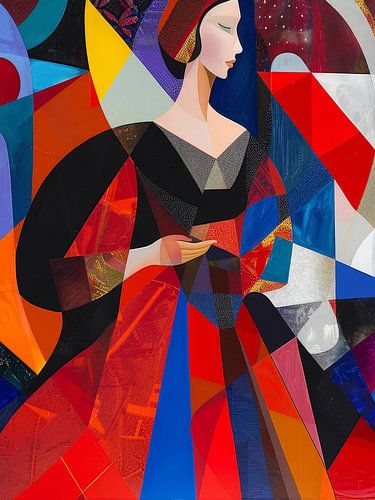 Lady In Red Dress Style Abstract