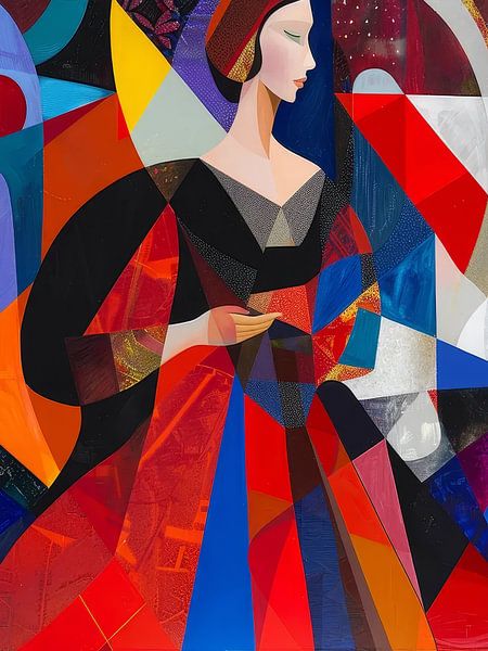 Lady In Red Dress Style Abstrakt von TOAN TRAN