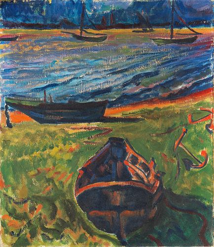Max Pechstein, Boten op de Dangast Priel - Koeien, 1910