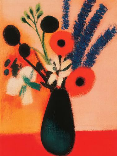 Abstracte veldbloemen in vaas