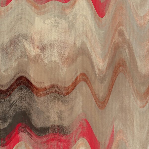 Abstraktes 70er-Jahre-Muster in Rosa, Beige, Braun I von Dina Dankers