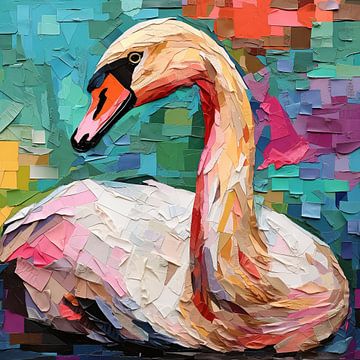 Swan | Abstract Swan by De Mooiste Kunst