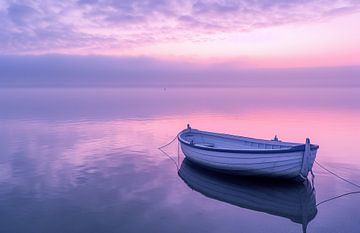 Boot bij zonsopgang van fernlichtsicht
