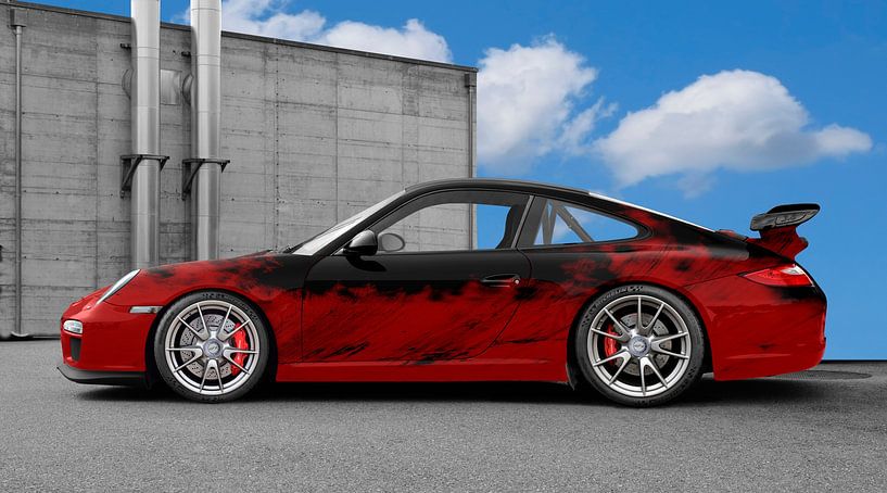 Porsche 911 GT3 Type 997 Art Car in rood-zwart van aRi F. Huber