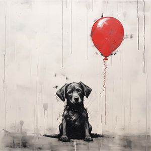 Kleiner Hundewelpe mit Luftballon