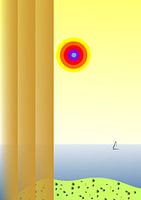 Vue sur la mer avec soleil arc-en-ciel
