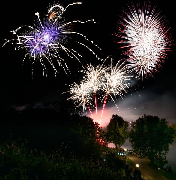 Grand spectacle de feux d'artifice dans un parc par ManfredFotos