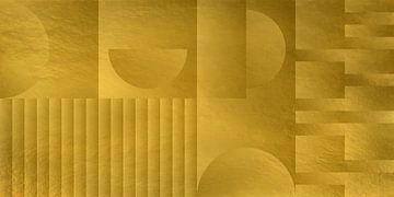 Abstracte geometrische vormen in goud. Retro geometrie nr. 7 van Dina Dankers