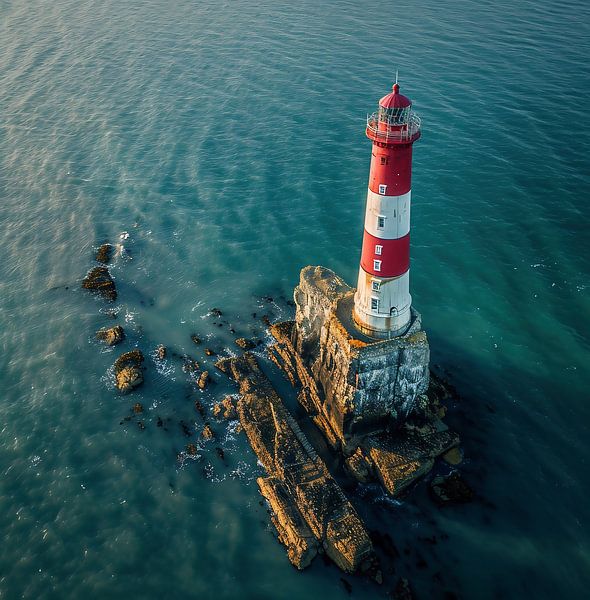Leuchtturm und raue See von fernlichtsicht