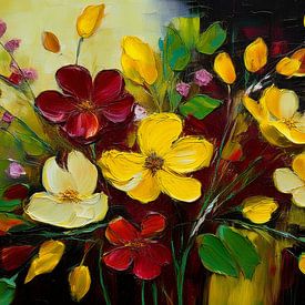 Frühllingsblumen in gelb und rot von Ursula Di Chito - Fotografie und Fotokunst