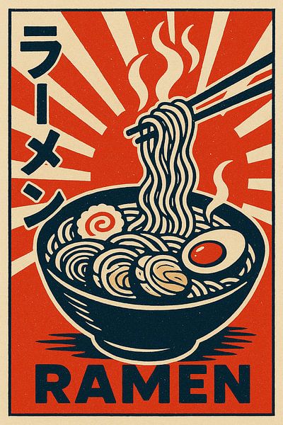 Retro Ramen Poster – Bold Japanese Noodle Art by Travel Shop