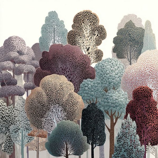 Bomen Abstract | Whimsical Forest Retreat van Bloemen Studio