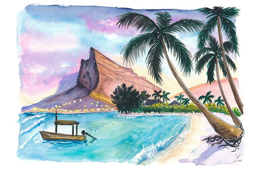 Golden sunset over Le Morne Brabant Mauritius icon by Markus Bleichner