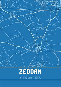 Blauwdruk | Landkaart | Zeddam (Gelderland) van MijnStadsPoster