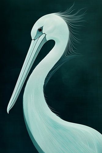 Pelican in Blue Serenity Minimalist Beauty