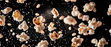 Popcorn explosion on a black background by Poster Art Shop