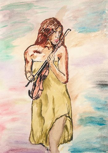 Vrouw mat viool -Woman with violin-Frau mit Geige-Femme avec violon