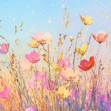 Abstract Bloemenveld | Color Waltz Whimsy van Abstract Schilderij