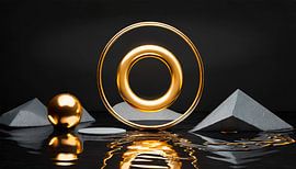 Goud met zwart en design