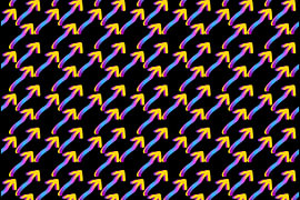 Naadloos patroon met neonkleurige pijlen die omhoog wijzen van mei suseno