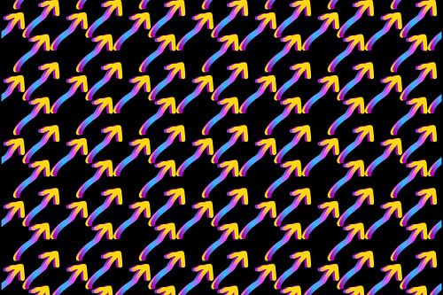 Naadloos patroon met neonkleurige pijlen die omhoog wijzen