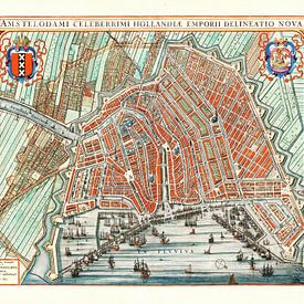 Amsterdam Oude Kaart Plattegrond  van Amsterdam 1652 Stadsgezicht Amsterdam Stadsplattegrond van Schilderijen Nu