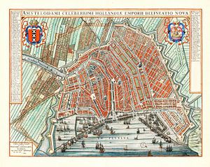 Amsterdam Old Map Carte d'Amsterdam 1652 Cityscape Plan de la ville d'Amsterdam