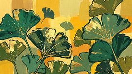 Golden Ginkgo Leaves Abstract Harmony by Siti Zuliana