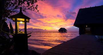 Zonsondergang op het eiland Pulau Pef