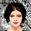 Portret van een Westerse vrouw op een zwart/witte achtergrond van Jole Art (Annejole Jacobs - de Jongh) thumbnail
