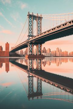 Manhattan Bridge in New York - pastel decoratie van Thea