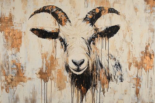 Geit in abstract schilderij