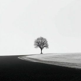 Lonely Tree – Minimalist Black and White Landscape Photography by Natasja Haandrikman