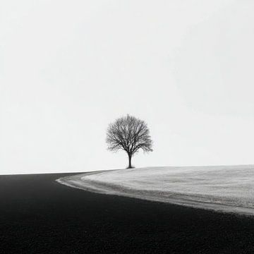 Lonely Tree – Minimalist Black and White Landscape Photography