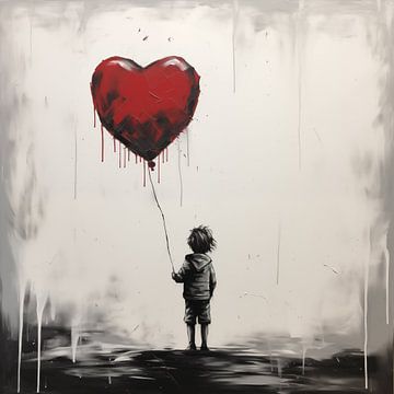 Jongen met ballon hart van TheXclusive Art
