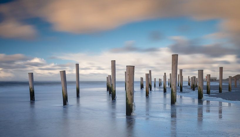 Post on the beach of Petten Holland by Menno Schaefer