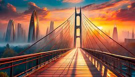 Brug met zonsondergang