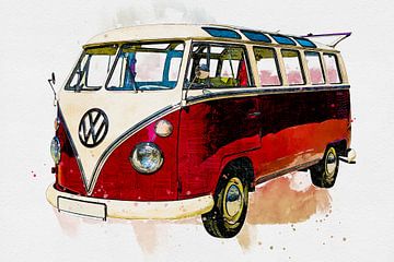 VW Transporter bestelbus (kunst) van Art by Jeronimo