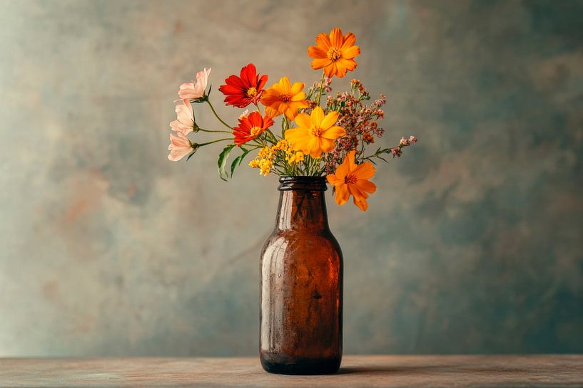 Boeket glazen vaas van Poster Art Shop