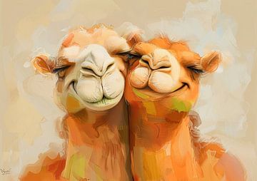 Camel Friendship | Câlins de chameau sur Blikvanger Schilderijen