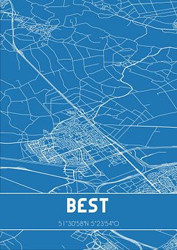 Blauwdruk | Landkaart | Best (Noord-Brabant) van MijnStadsPoster