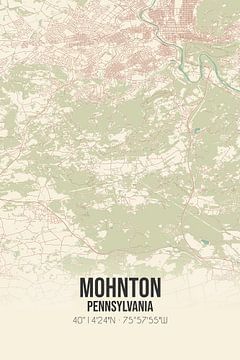 Vintage landkaart van Mohnton (Pennsylvania), USA. van MijnStadsPoster