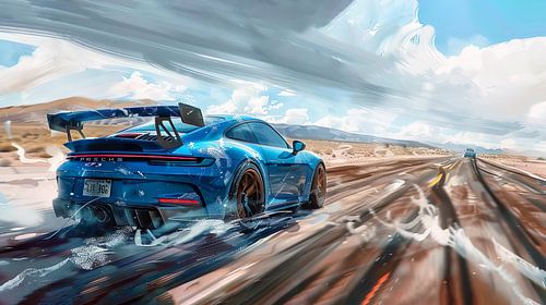Porsche 911 GT3 bleue sur PixelPrestige