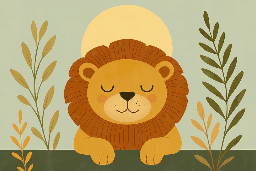 Quiet lion with leaves by Imperial Art House