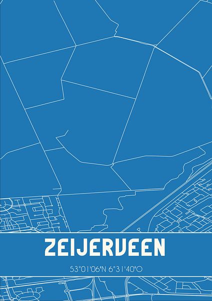 Blueprint | Map | Zeijerveen (Drenthe) by Prints of Place